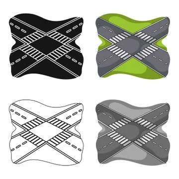 Intersection single icon in cartoon style.Intersection vector symbol stock Stock Illustration