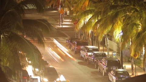Intersection time lapse with palm trees Stock Footage 125957899