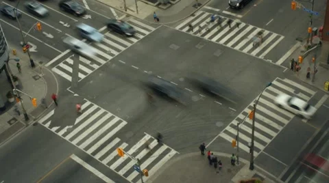 Intersection Time Lapse Toronto Street Traffic Downtown Busy Rush Hour Video stock 8600593