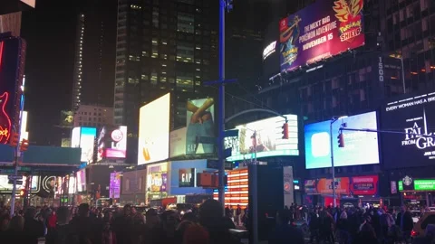 Intersection in Times Square at night Stock Footage 130896851