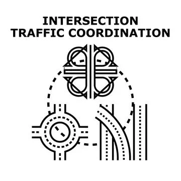 Intersection traffic coordination system infrastructure planning Stock Illustration