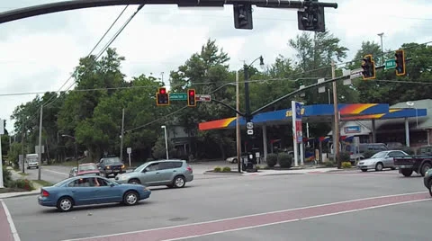 Intersection traffic with Light Stock Footage 24804924