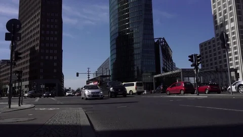 Intersection Traffic On Potsdamer Platz, Berlin, Germany Stock-Footage 89344098