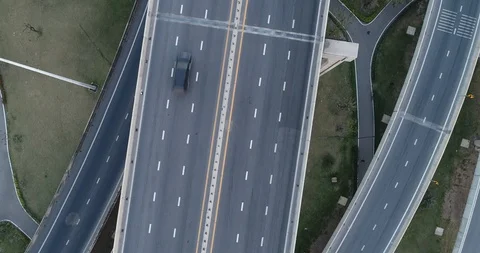 Intersection traffic road aerial view with vehicle movement Stock Footage 87328539