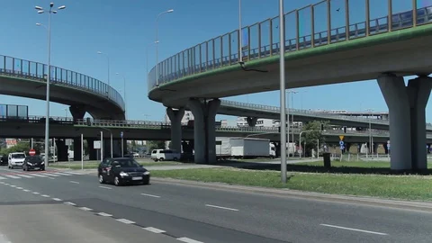 Intersection. Traffic Running On A Road Stock-Footage 91699673
