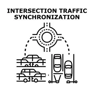 Intersection traffic synchronization system optimizing urban mobility Stock Illustration