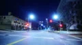 Intersection Traffic Timelapse 03 Loop LA Downtown Skyline Night HD Footage