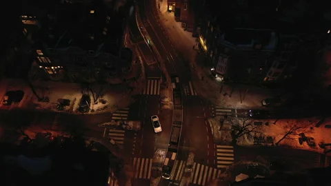 Intersection with tram at night in Amsterdam, the Netherlands. Stock Footage 148506105