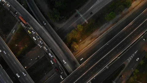 Intersection transport cross road with truck and car busy traffic Stock Footage 134875483