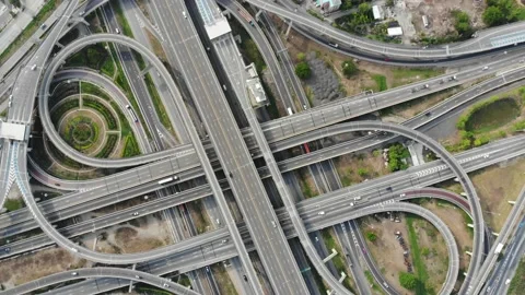 Intersection transport junction city road aerial view business Stock-Footage 130453806