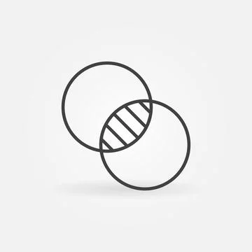 Intersection of Two Circles vector line Overlay concept icon Stock-Illustration