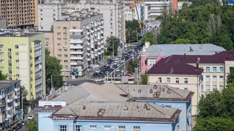 Intersection of two roads in Rostov-on-Don city, Russia Stock Footage 168378493