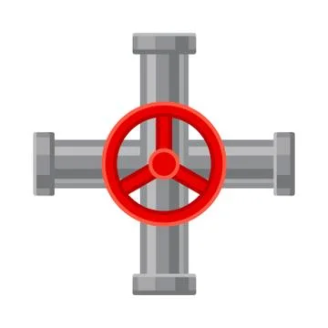 Intersection of two water pipes. Vector illustration on white background. Illustrazione stock