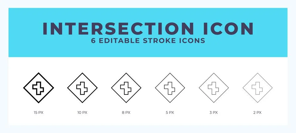 Intersection vector icon. With different stroke vector illustration. Illustrazione stock