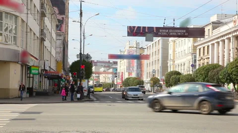 Intersection of Yekaterinburg Stock Footage 49527087