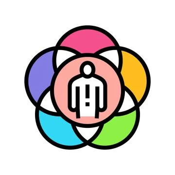 Intersectional feminism color icon vector illustration 스톡 일러스트