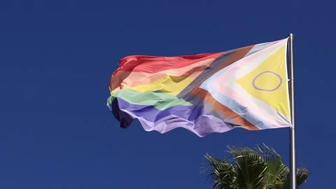 Intersex-inclusive redesign of the Progress Pride Flag Stock Footage 287136384