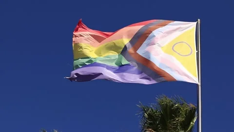 Intersex-inclusive redesign of the Progress Pride Flag Stock Footage 287136386