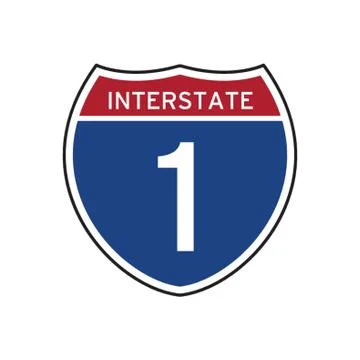 Interstate 1 route sign Stock Illustration