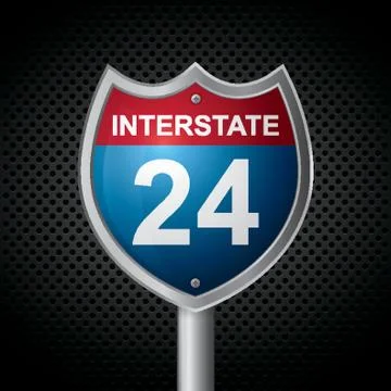 Interstate 24 Route Sign Stock Illustration