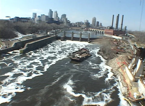 Interstate 35 highway bridge reconstruction 2 Stock Footage 229653073