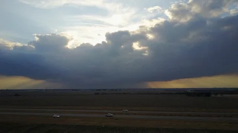 Interstate 35 Highway Freeway Drone Video Texas USA Stock Footage 129061011