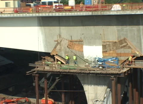 Interstate 35 new bridge construction after collapse disaster Mpls. (5) Video stock 229744722