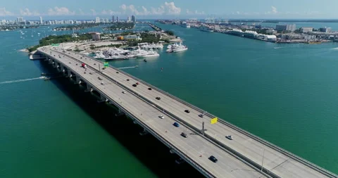 Interstate 395 over Biscayne Bay Stock Footage 155201551