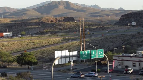 Interstate 40 and Highway 93 Aerial Bird's Eye View in Kingman Arizona Video stock 80626155