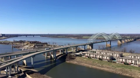 Interstate 40 Crossing Mississippi River Memphis Video stock 74977934
