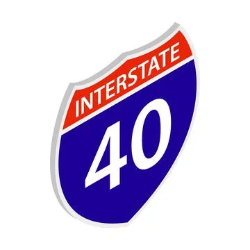 Interstate 40 sign icon, isometric 3d style Stock Illustration