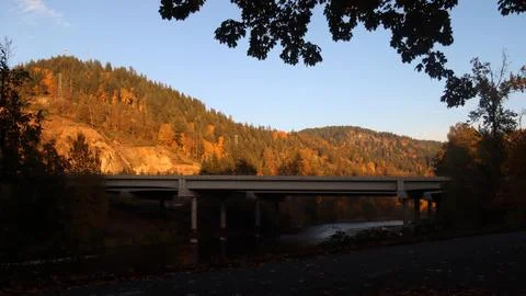 Interstate 5 Bridge from train bridge Stock Photos