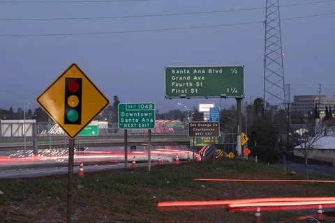 Interstate 5 Freeway through Santa Ana California Stock Photos