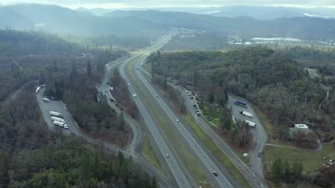 Interstate 5 Rest Stop And Traffic, Merlin, Oregon Stock Footage 145922420