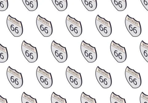 Interstate 66 seamless pattern. American Isometric highway map sign. Vector o Stock Illustration