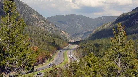 Interstate 70 (I-70)  in the Mountains of Colorado During the Day Stock Footage 111849126