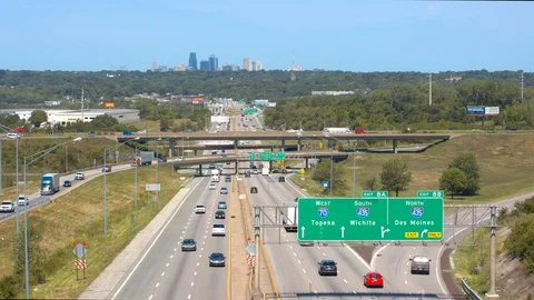 Interstate 70 Traffic Flowing Around Kansas City Stock Footage 94887898