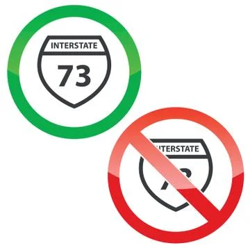 Interstate 73 permission signs set Stock Illustration
