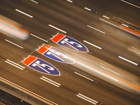 Interstate 75 at night. Video stock 81909874