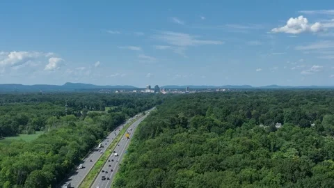 Interstate 91 Traffic Flow in Massachusetts Stock Footage 246514457