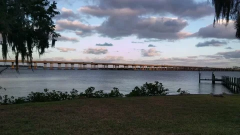 Interstate Bridge Over Manatee River At Sunset Stock Footage 151321201