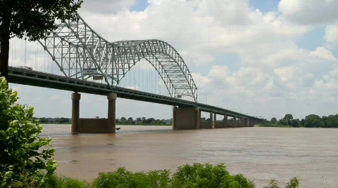 Interstate Bridge Over Mississippi Stock Footage 769816
