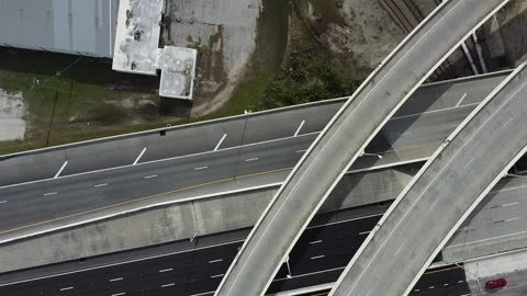 Interstate Cluster Overhead PullBack RAW 2K Stock Footage 260517301