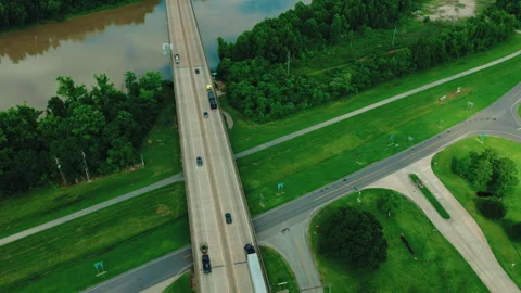 Interstate Deck Above Silt Laden Channel Atchafalaya Floodway Flood Control Stock Footage 342791896