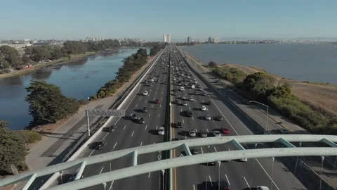 Interstate Freeway Aerial Shot during Rush Hour, 4K Stock Footage 154277790