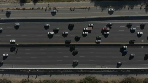 Interstate Freeway Aerial Shot during Rush Hour, 4K Stock Footage 154277794