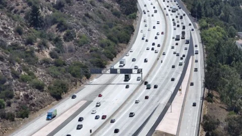 Interstate Freeway Glendale California Drone Aerial View Stock Footage 221104538