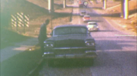 Interstate Freeway Highway Cars EXPRESSWAY 1950s Vintage Film 8mm Home Movie 95 Stock Footage 7015103