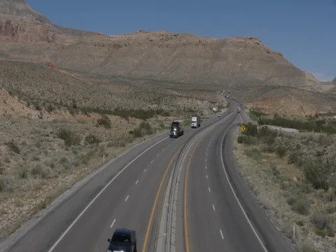 Interstate Highway 15 in Virgin River Canyon in Arizona Stock Footage 84697142