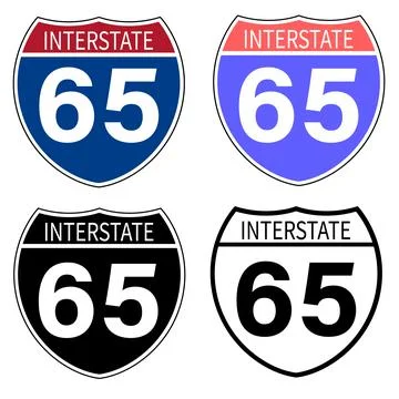 Interstate highway 65 road icon. Interstate highway 65 road sign. 스톡 일러스트